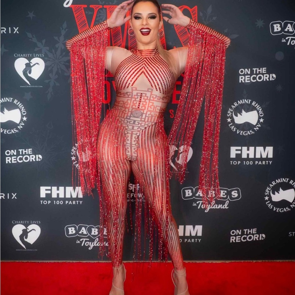 Red Beaded Women's Jumpsuit